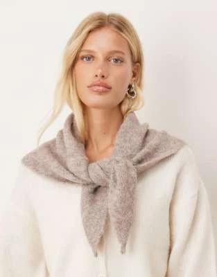 ASOS DESIGN - Foulard triangle en maille - Grège