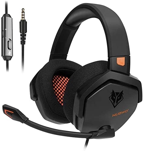 NUBWO N16 Casque Gaming - Micro Annulant Le Bruit, Son Stéréo et Conception Confortable pour PS5, PS4, Xbox One, NS, PC, Ordinateur Portable et Mac - Orange