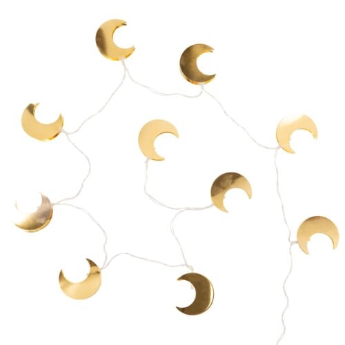 Guirlande lumineuse lunes en métal doré 10LEDS L164 | Maisons du Monde