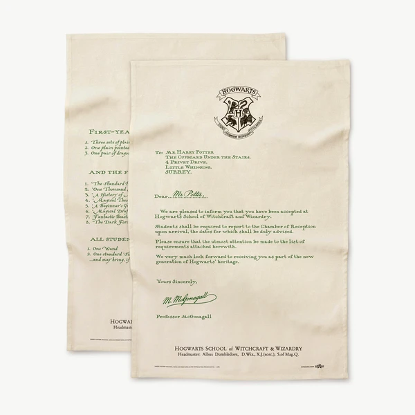 Harry Potter's Hogwarts Acceptance Letter Tea Towel Set - MinaLima