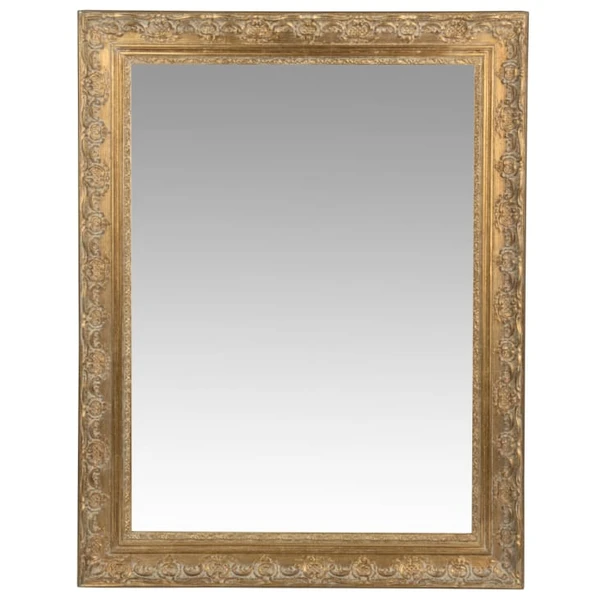 Miroir rectangulaire à moulures en bois de paulownia doré 70x90