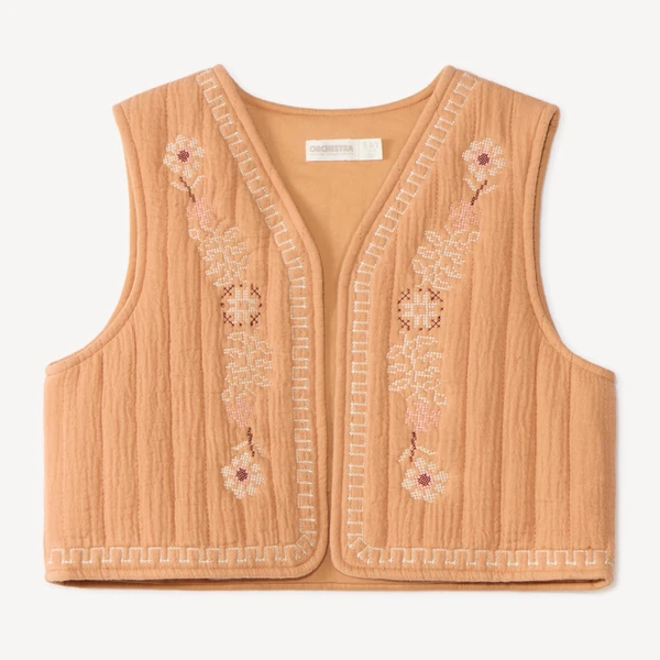 Gilet sans manches fille broderie florale | Orchestra