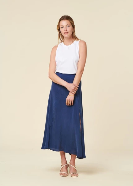 Jupe longue en ecovero | bleu "cobalt tora skirt - blue" Thinking Mu