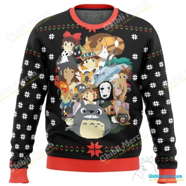 Ghibli Movies Characters Ugly Christmas Sweater - Ghibli Merch Store - Official Studio Ghibli Merchandise