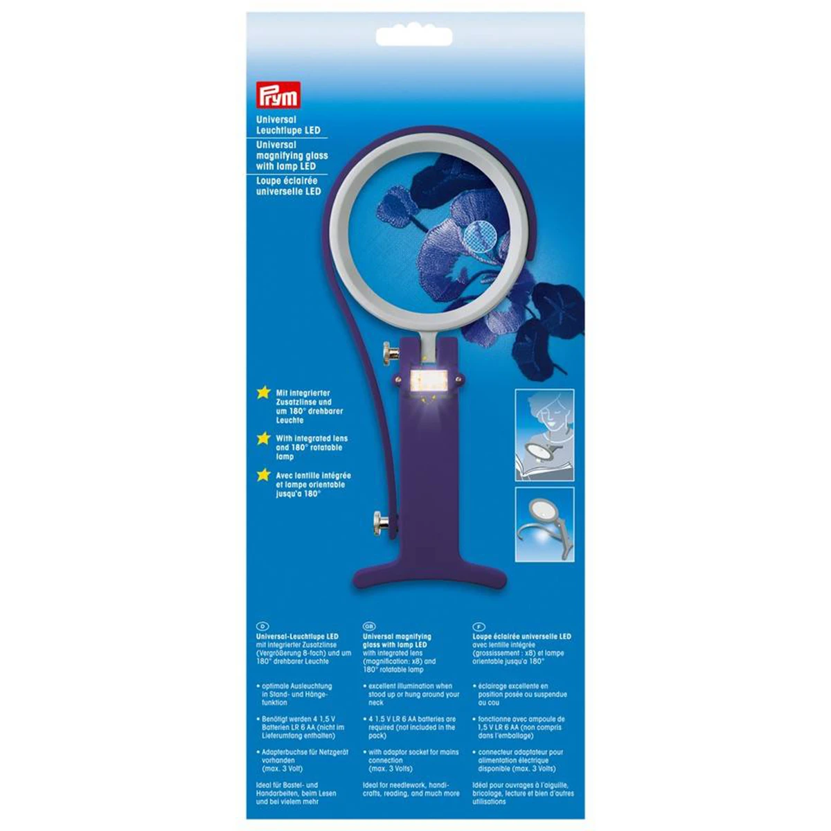PRYM Loupe universelle éclairée LED