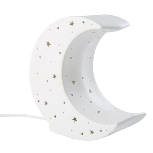 Lampe lune en porcelaine ajourée blanche | Maisons du Monde