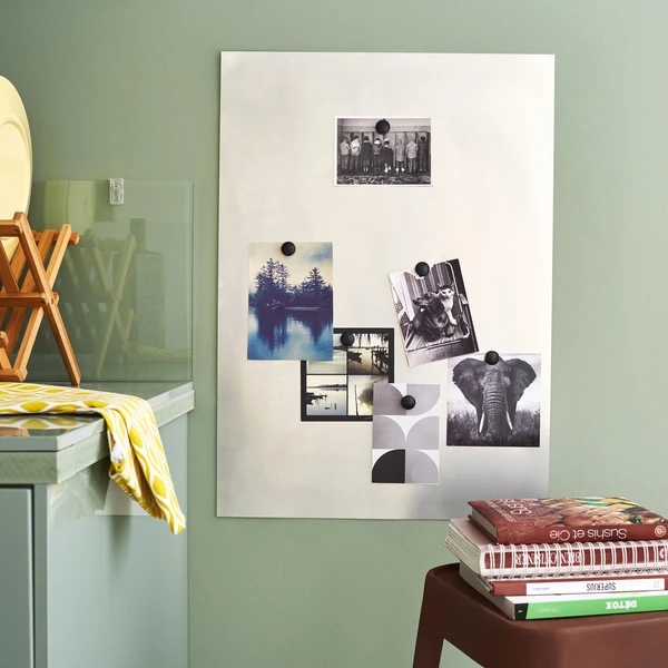 Plaque magnétique métal brossé argent, l.50x H.70 cm