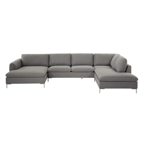 Canapé d'angle 7 places gris clair City | Maisons du Monde