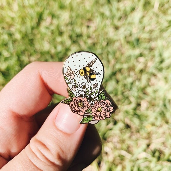 Épingle à fleurs d’abeille - Épingle en émail de bourdon - Épingle à fleurs - Épingle à ampoule - Épingle à revers en or, or rose ou métal noir