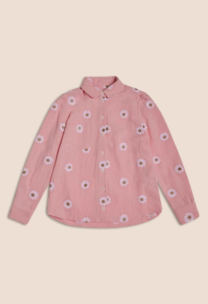 Chemise Vic rose lin brodé NEW