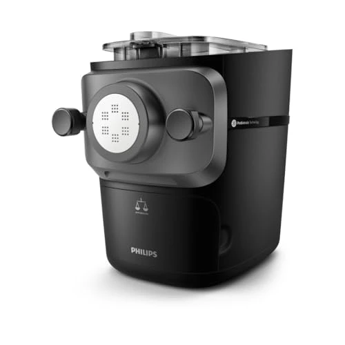 Philips Série 7000 Machine à Pâtes, Technologie ProExtrude, Pesée Automatique, 8 Disques de Forme, Pâte Parfaite, Nettoyage Facile, Jusqu'à 8 Portions, Noir (HR2665/93)