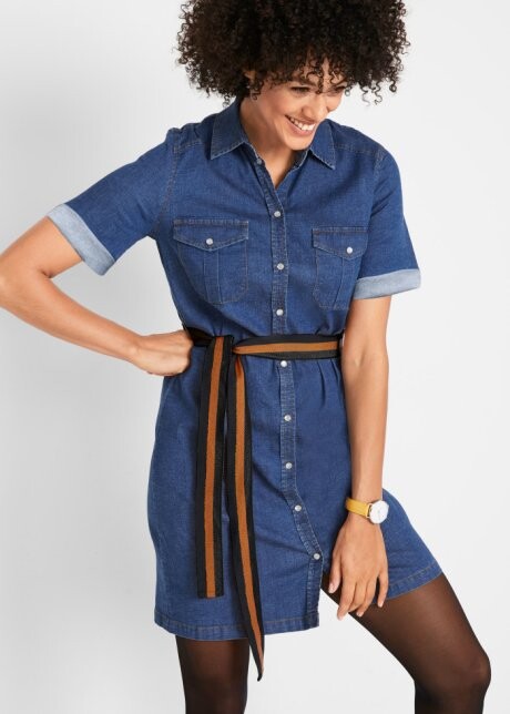 Robe en jean extensible bleu 