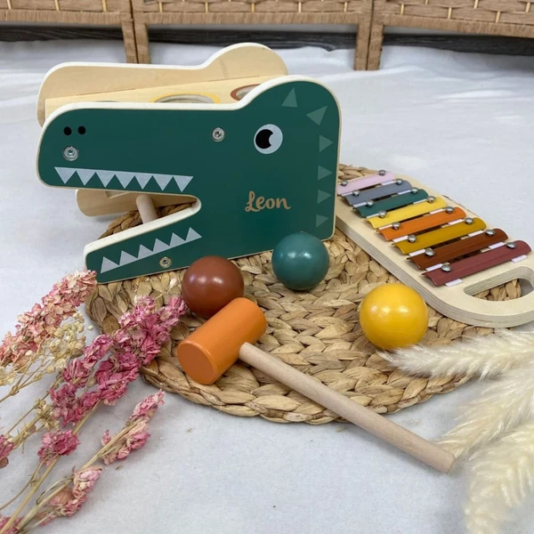 Jouet Montessori 1 an, jeu de frappe crocodile, cadeaux pour 1er anniversaire, cadeau 1er anniversaire, cadeau bébé