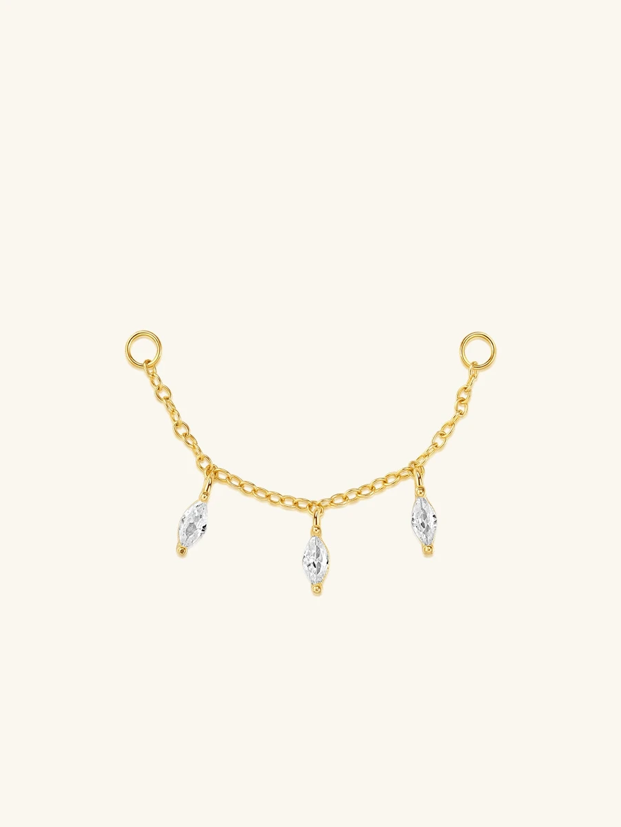 S925 Marquise Zircon Prendant Chain Hoop Charm