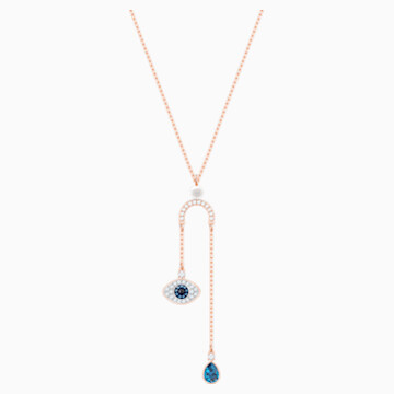 Collier en Y Swarovski Symbolic Evil Eye, multicolore, Métal doré rose