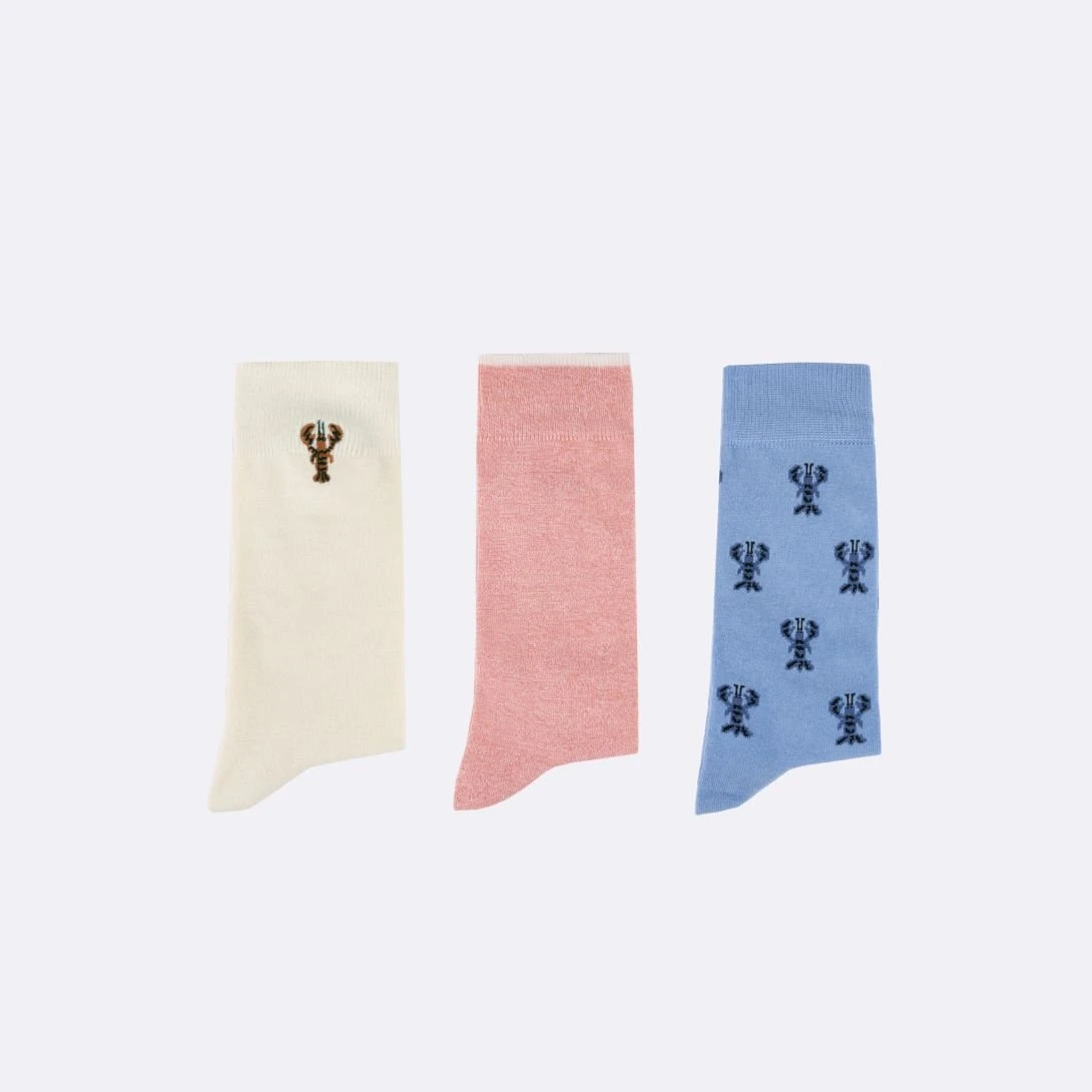 Chaussettes bleu clair & écrues SOCKS X3 - FAGUO