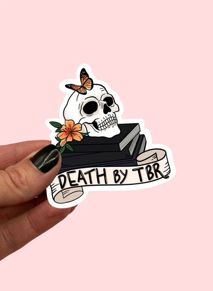 Death by TBR sticker | Kindle sticker | Book lover sticker | Book nerd sticker | Cute book sticker | Bujo sticker