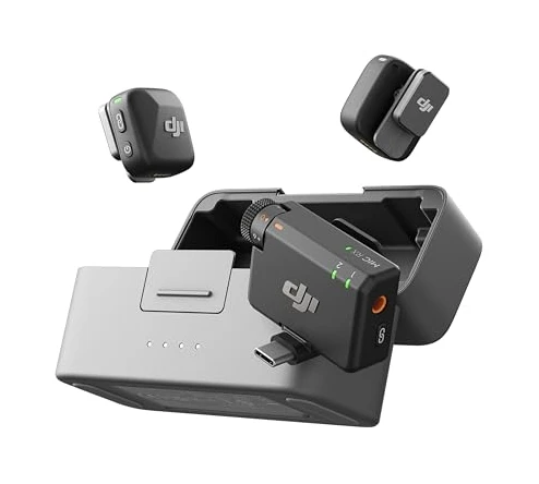 DJI Mic Mini (2 TX + 1 RX + Boîtier de Recharge), Ultra-léger, Audio de HQ