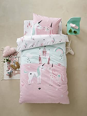 Vertbaudet Parure Housse de Couette+ taie d'oreiller Fille Licornes Magiques Bleu Clair 140X200 - TAIE 63X63: Amazon.fr: Cuisine & Maison