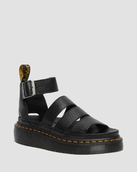Sandales plateformes Quad Clarissa II en cuir Milled Nappa en Noir | Dr. Martens