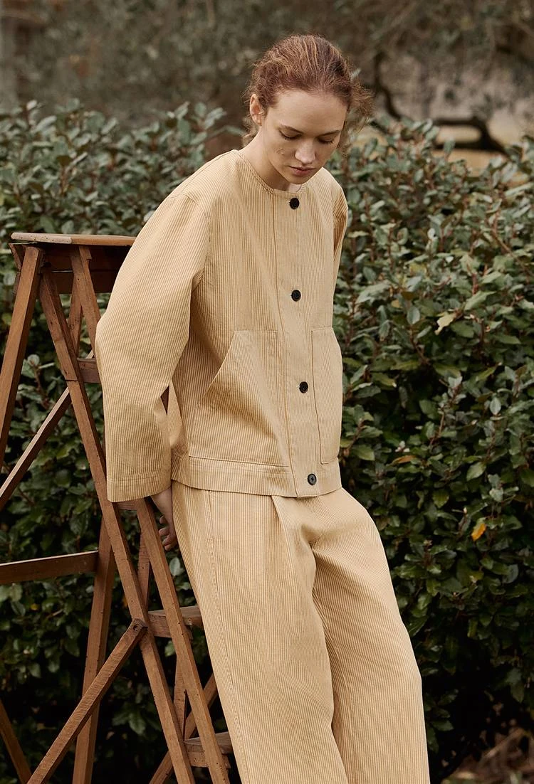 Veste courte rayée en coton BEIGE pour femme MONOPRIX