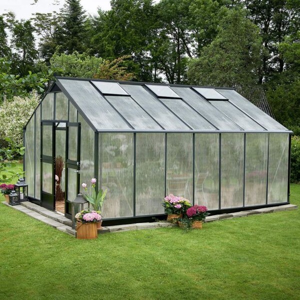 Serre polycarbonate Gartner anthracite 18.80 m² + embase - Juliana