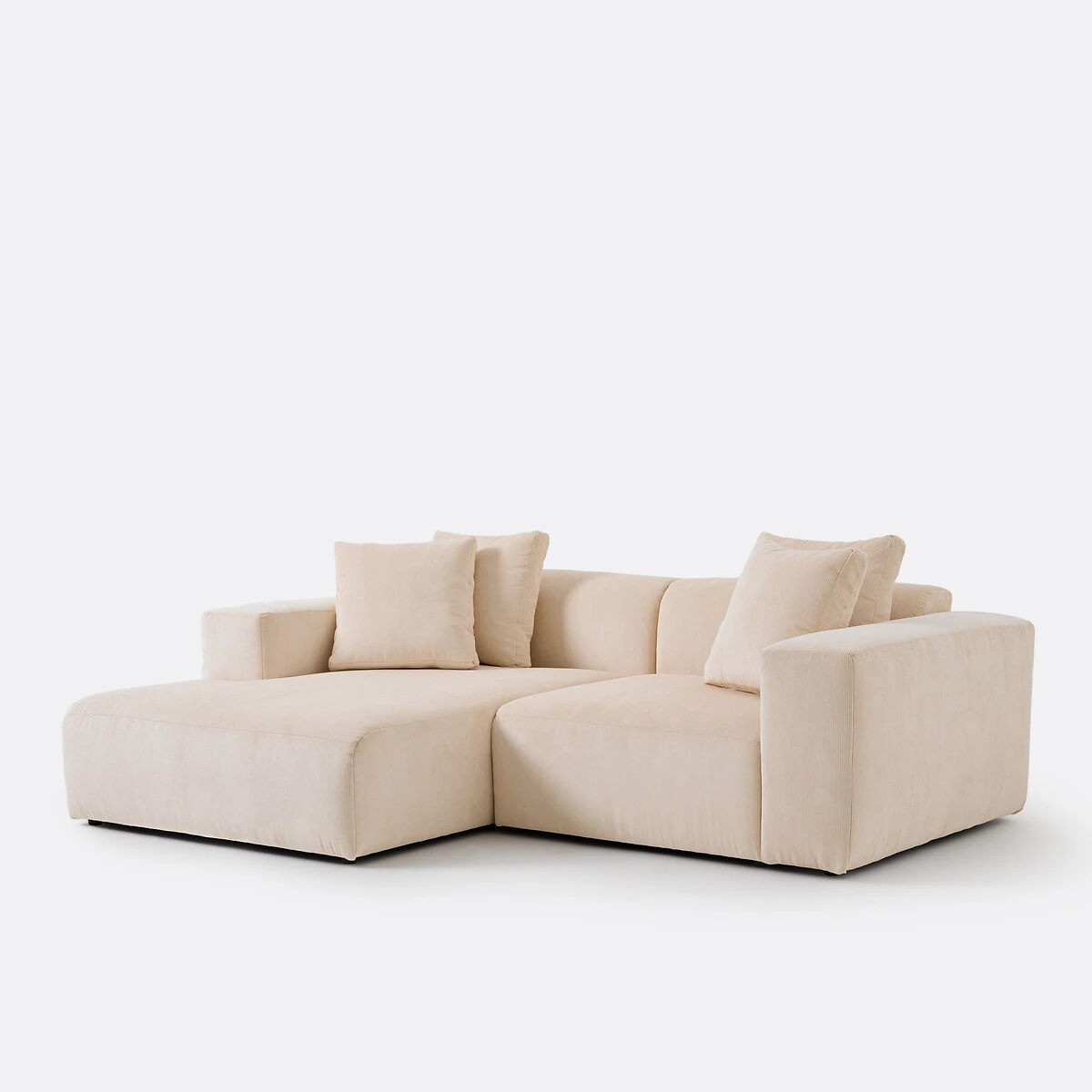 Canapé d'angle gauche, velours côtelé, Liora