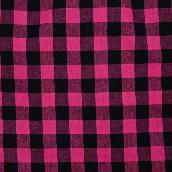 Coton Vichy 2 cm fuchsia et noir