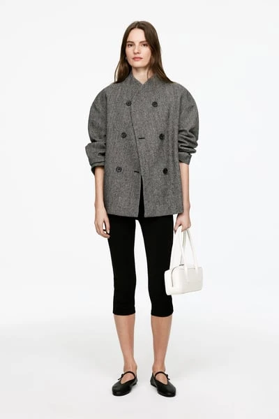 Veste en laine à col châle – gris – Femme – ARKET FR