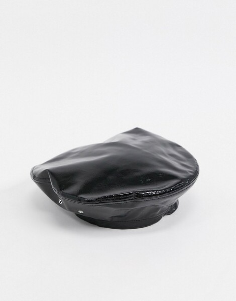 Weekday-  Woozy - Béret en similicuir - Noir