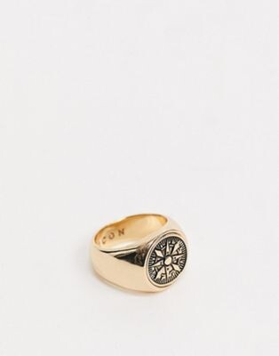 Icon Brand - Chevalière à détail boussole - Or | ASOS