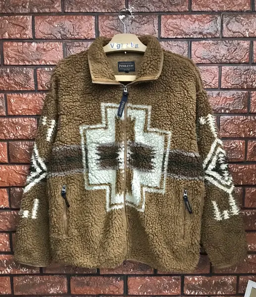 vintage Pendleton Native Art Motif Fleece Zip Chimayo Jacket / Outdoor Style / Outdoor Fashion Street Fashion Taille M