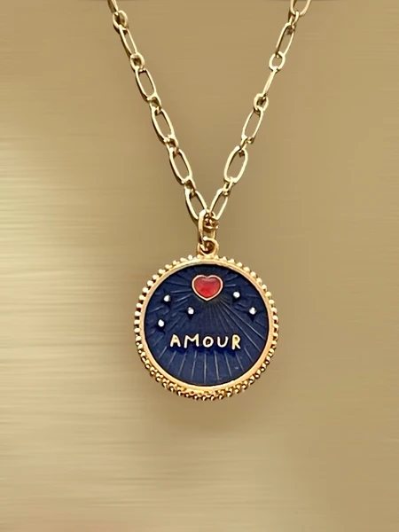 Collier Amour Navy Coeur Rouge
