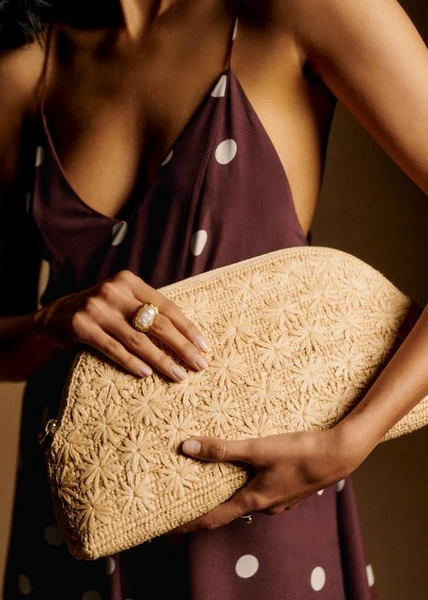 Pochette Simona - Raphia Naturel Broderie - Raphia - Sézane