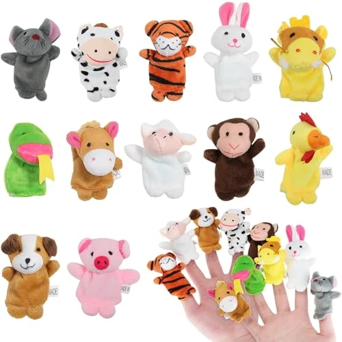 12 Pièces Jouets en Peluche à Doigts, Marionnettes à Doigts d'Animaux en Peluche, Jouets de Marionnettes à Doigts pour l'éducation de la Petite Enfance, Marionnettes à Doigts pour Conter des Histoires