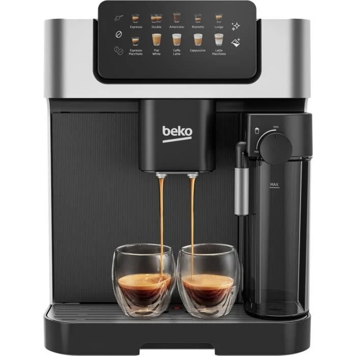 Machine à café avec broyeur - BEKO - CEG7304X - 1350 W - 19 bars - Écran tactile couleur