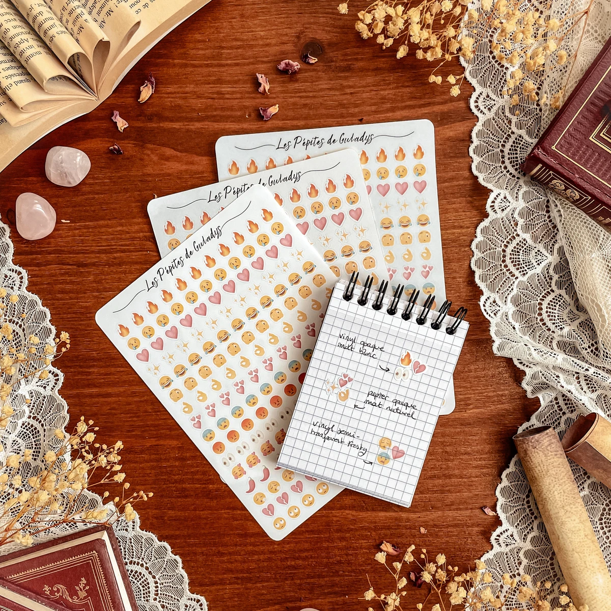 Grande planche de stickers émojis pour annotation de livres