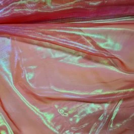 Tissu voile organza transparent iridescent rouge