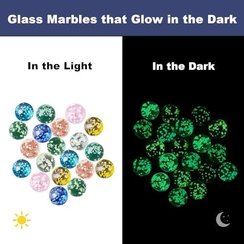 Ben &amp; Bel – Billes en Verre phosphorescentes – Lot de 10 Billes Multicolores tachetées pour Circuits de Billes, projets DIY ou décoration intérieure