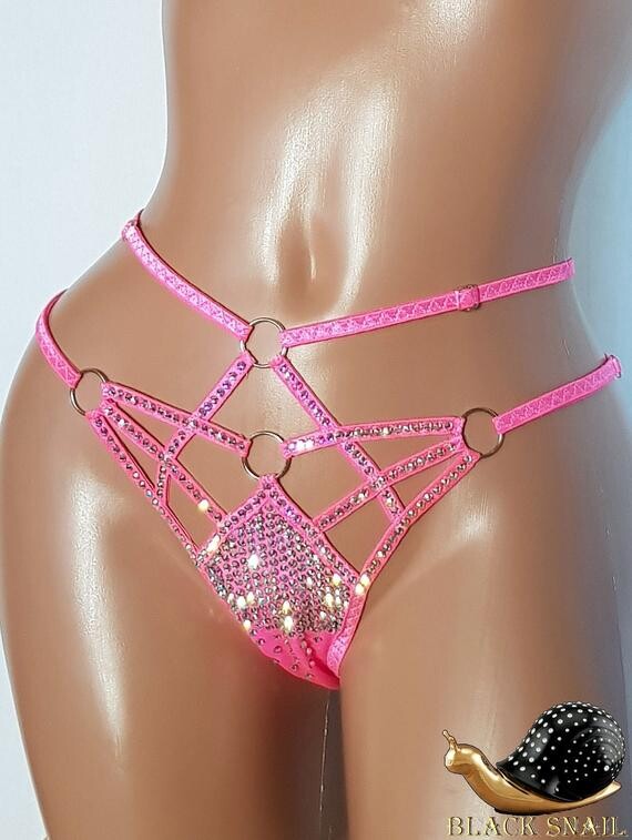 Crystal lingerie Erotic panties Stripper outfits Beach wear Sexy strappy li...