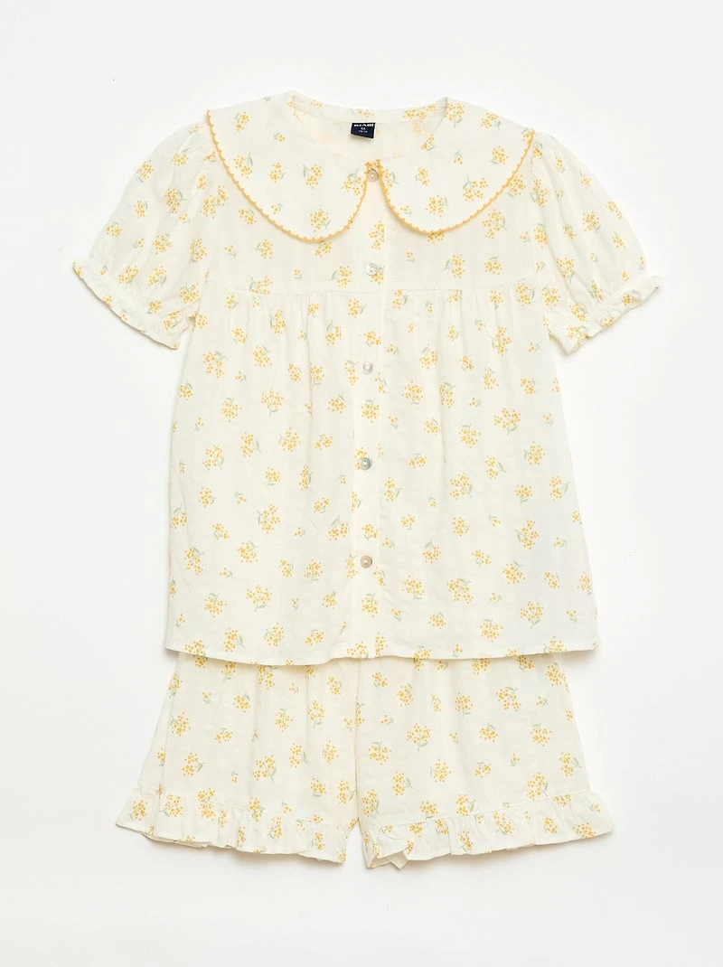 Pyjama short 2 pièces avec volants
