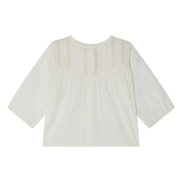 Blouse Chloé à broderies et dentelle | Ecru
