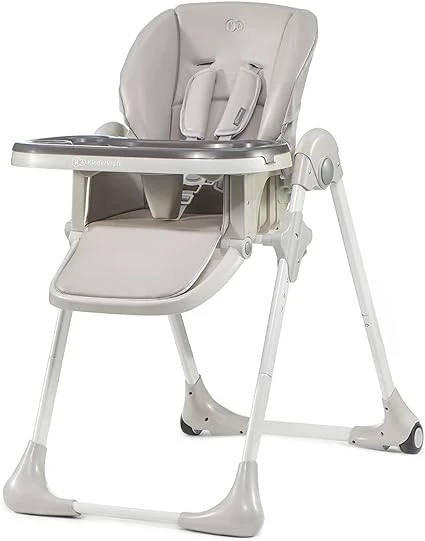 Kinderkraft YUMMY Chaise Haute , Fauteuil Enfant, Puericulture Bébé, Repas , Pliée, Avec Plateau, Repose-pieds, Réglable, Naissance, 15kg, Gris