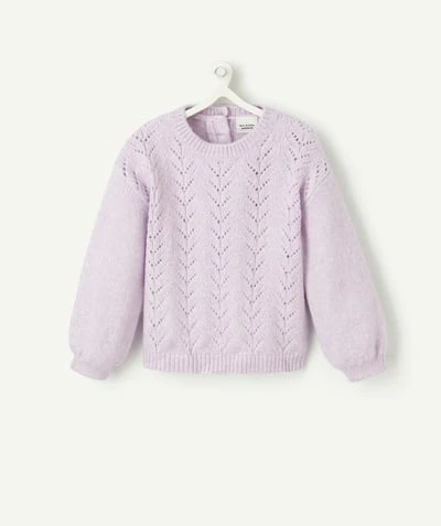 pull manches longues en tricot bébé fille lilas