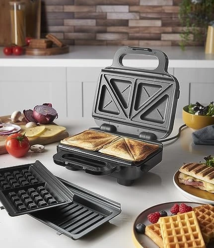 Russell Hobbs Appareil Croque Monsieur [Multifonction 3en1] Creations (extra profondes pour sandwich épais, gaufrier, panini, 3 plaques antiadhésives &amp; sans BPA, nettoyage facile) 26810-56