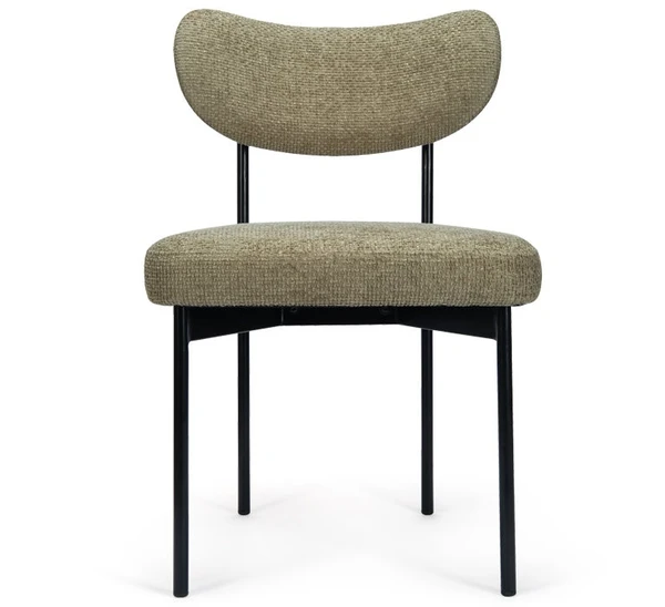 JASPER Chaise, Tweed taupe & métal noir