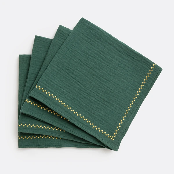 Lot 4 serviettes de table, Kumla brodé