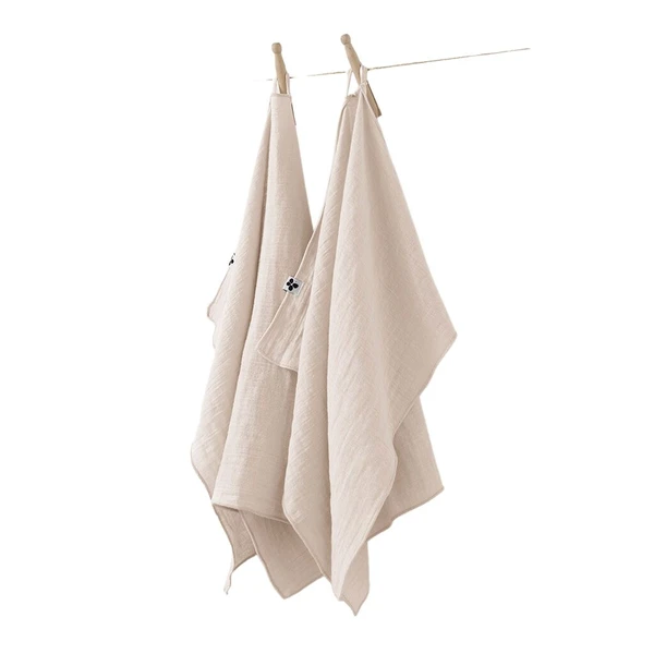 Lot de 2 essuie-mains en gaze de coton unie pampa 50x70cm - Gaia