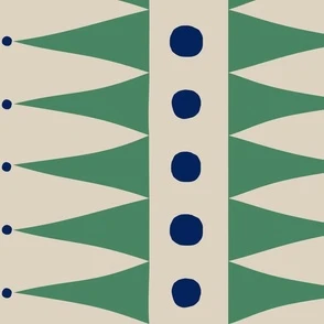 Triangles and Dots Green and Blue Large Fabric | Spoonflower