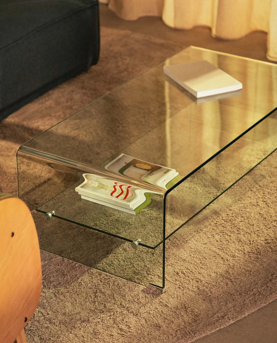 Table Basse Rectangulaire en Verre Trempé (110,5 x 55,5 cm) Endil